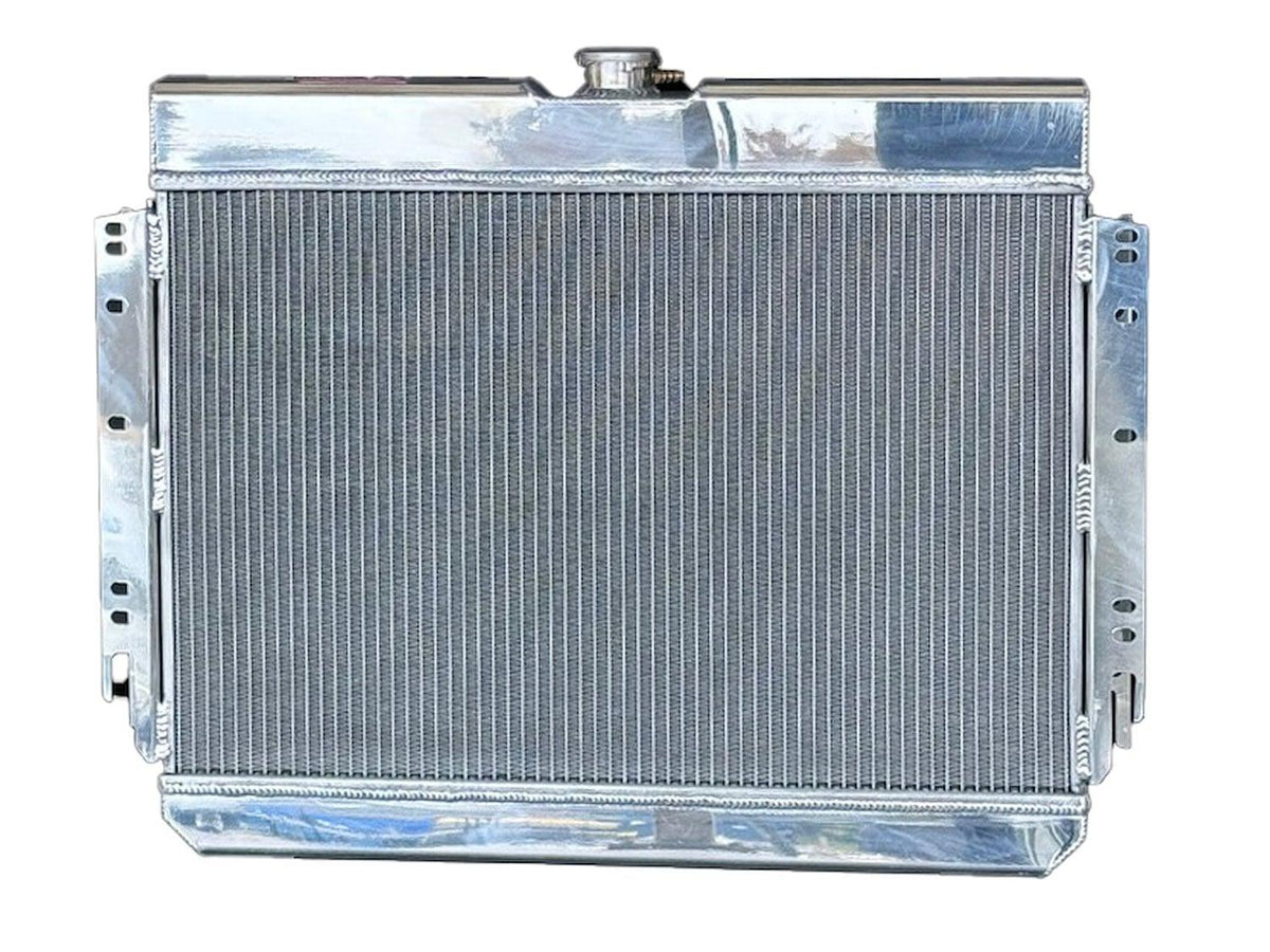 Fluidyne 1961-1966 GM C10 Chevy Automatic Polished Aluminum Radiator 25x24 - 1961-1966 GM Chevy 4 Row Automatic Polished Aluminum Radiator 25x24 - RGM.4R2623.A