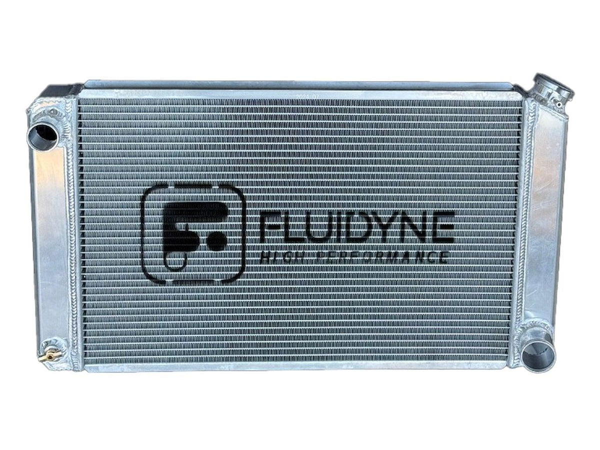 Fluidyne Chevy Fluidyne Racing 27x15 2 Row Liteweight Aluminum Single Pass Radiator, 20 ORB Inlet 1.75" Outlet - RGM.GEN.1527