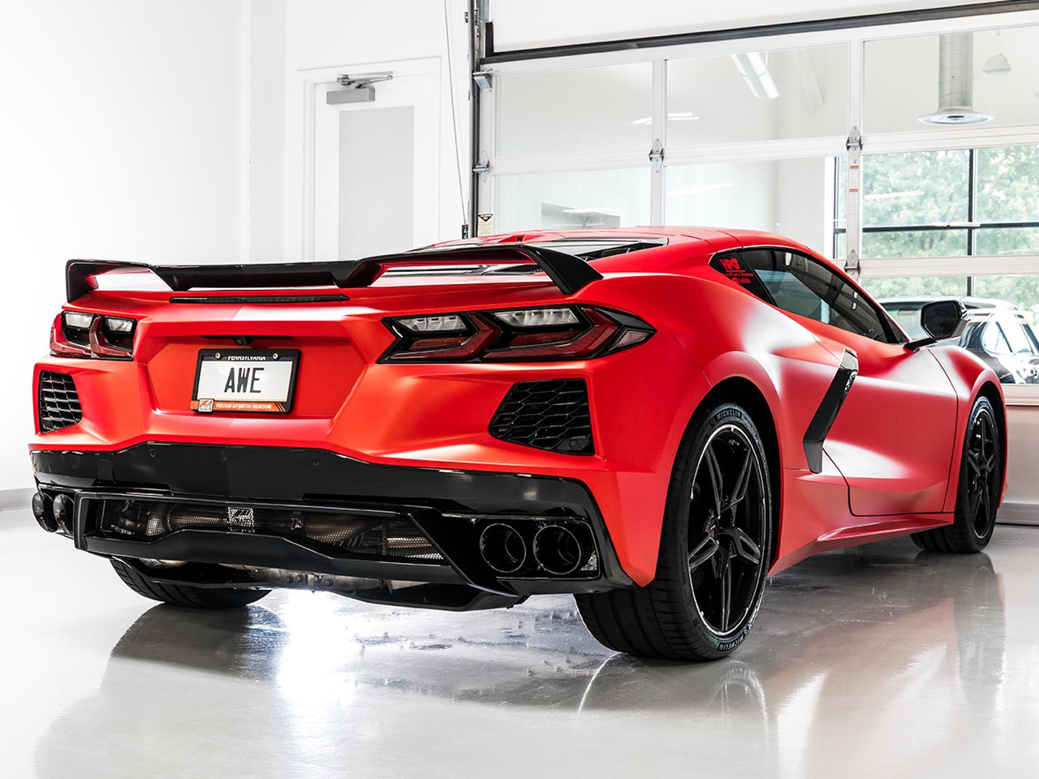 AWE Touring Edition Exhaust - Quad Diamond Black Tips (2020-2024 Corvette C8) - 3015-43159