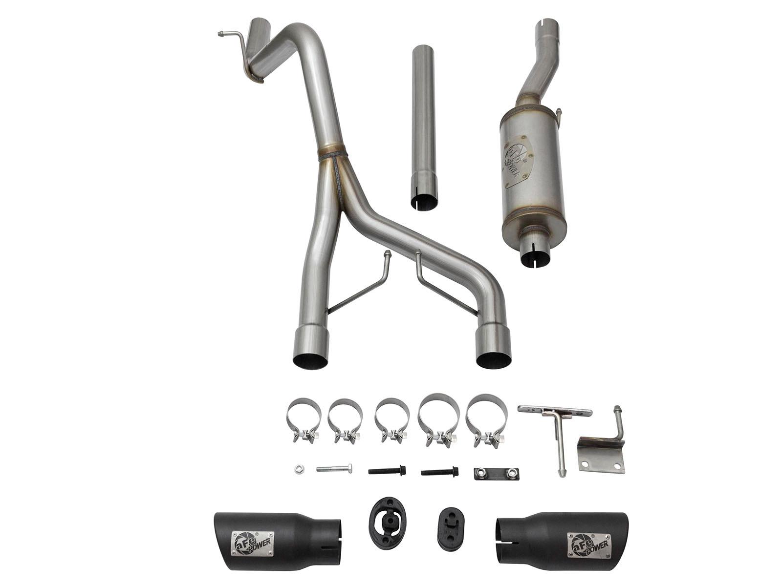 AFE Rebel Series 2-1/2 IN 409 Stainless Steel Cat-Back Exhaust System w/Black Tip - 49-48056-B