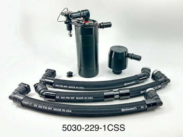 UPR Products 5030-229-1-CSS 2015-2020 F150 5.0 with Whipple Supercharger Single Valve Catch Can with CSS (Black Anodized)