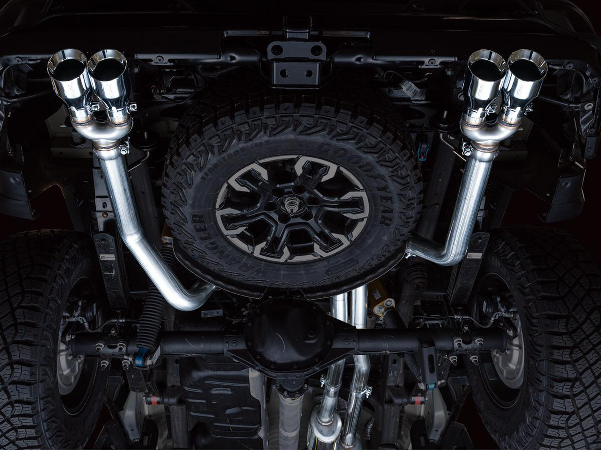 AWE 0FG Catback Exhaust - Quad Chrome Silver Tips (2022-2023 GMC Silverado ZR2 / Sierra AT4X) - 3015-42284