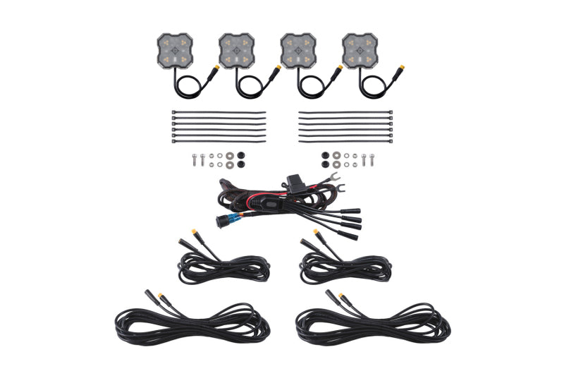 Diode Dyamics Rock Light - Amber/White - M8 4-Pack