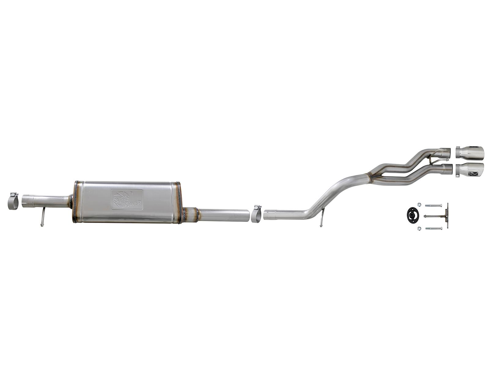 AFE Rebel Series 2-1/2 IN 409 Stainless Steel Cat-Back Exhaust System w/Polished Tip (2007-2018 Wrangler JK, Wrangler, Wrangler) - 49-48054-P