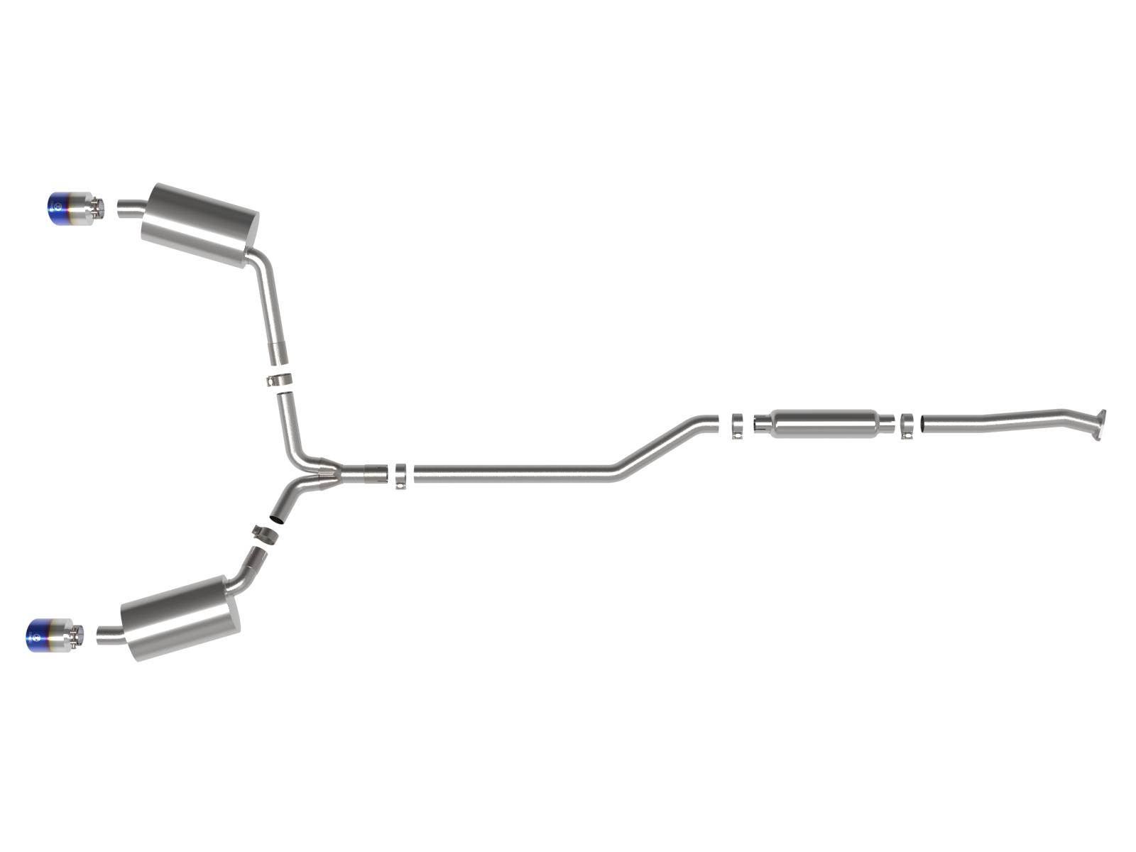 AFE Takeda 2-1/2 IN to 2-1/4 IN 304 Stainless Steel Cat-Back Exhaust System Blue Acura TSX 09-14 L4-2.4L - 49-36629-L