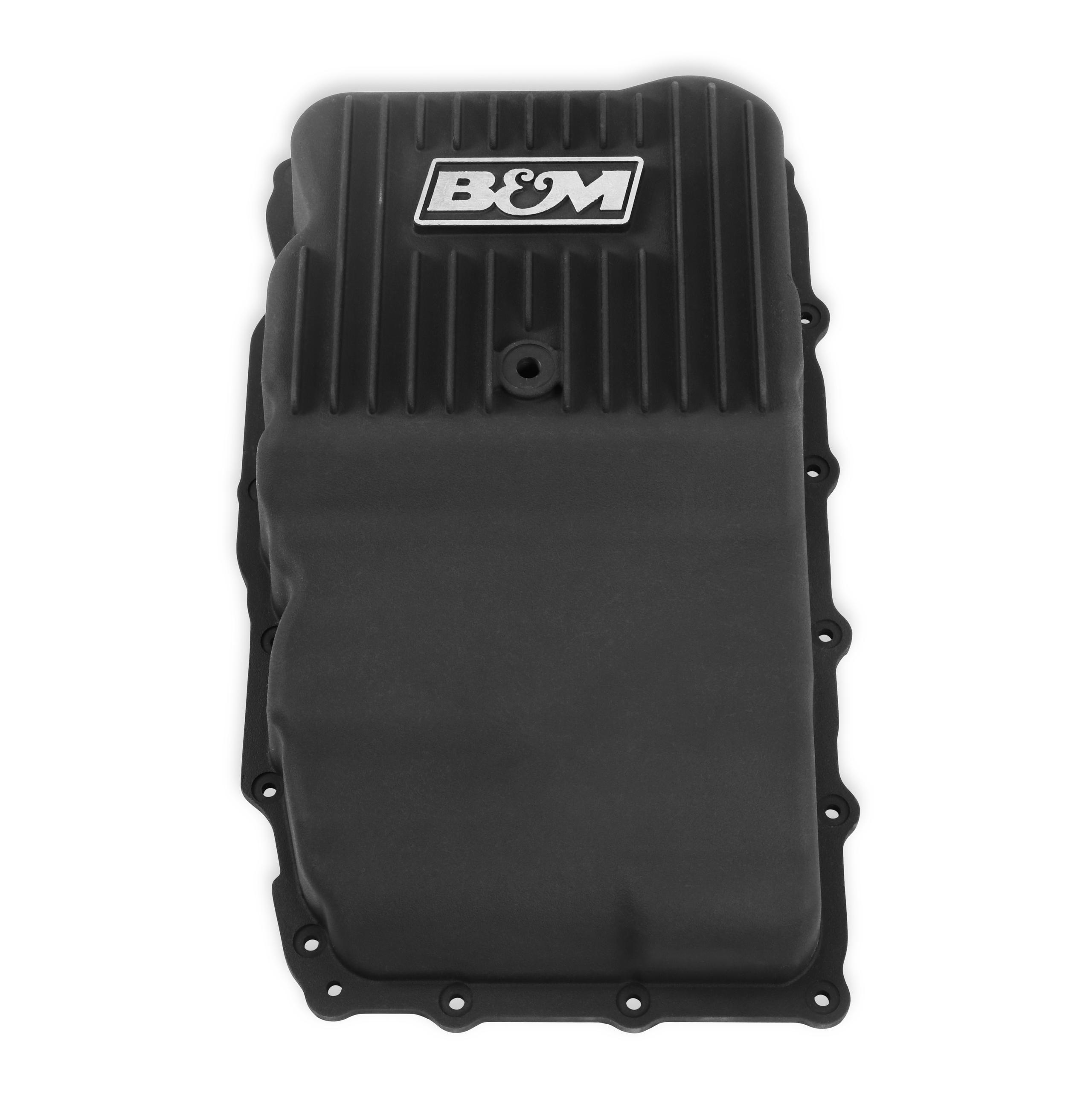 B&M Hi-Tek Heavy-Duty Deep Transmission Pan-GM 10L80- Aluminum-Black Anodized - 71401
