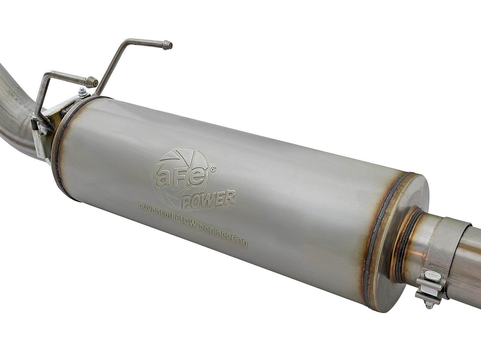 AFE Large Bore-HD 4 IN 409 Stainless Steel Cat-Back Exhaust System w/ Polished Tip - 49-42005