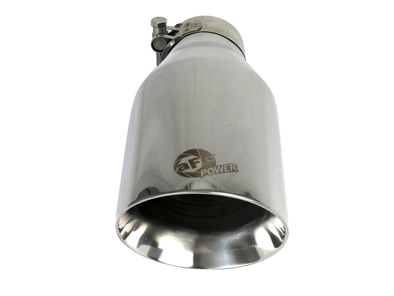 AFE MACH Force-Xp 304 Stainless Steel Clamp-on Exhaust Tip Polished (2-1/2 IN Inlet x 4-1/2 IN Outlet x 9 IN L) - 49T25454-P091