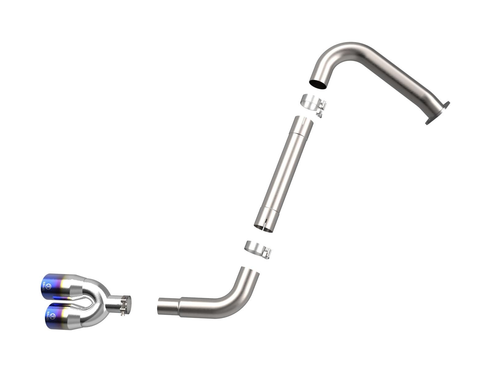 AFE Takeda 3 IN 304 Stainless Steel Axle-Back Exhaust w/ Blue Flame Tips (2021-2025 Elantra N Line) - 49-37045-L