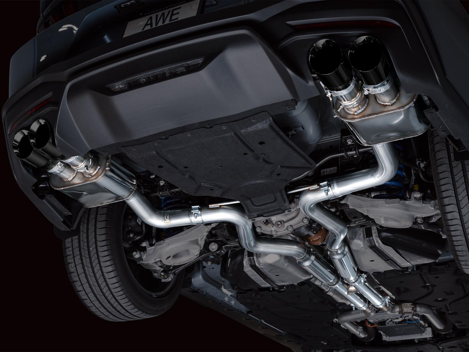 AWE SwitchPath Catback Exhaust - Quad Diamond Black Tips (2024-2026 Mustang GT) - 3025-43650