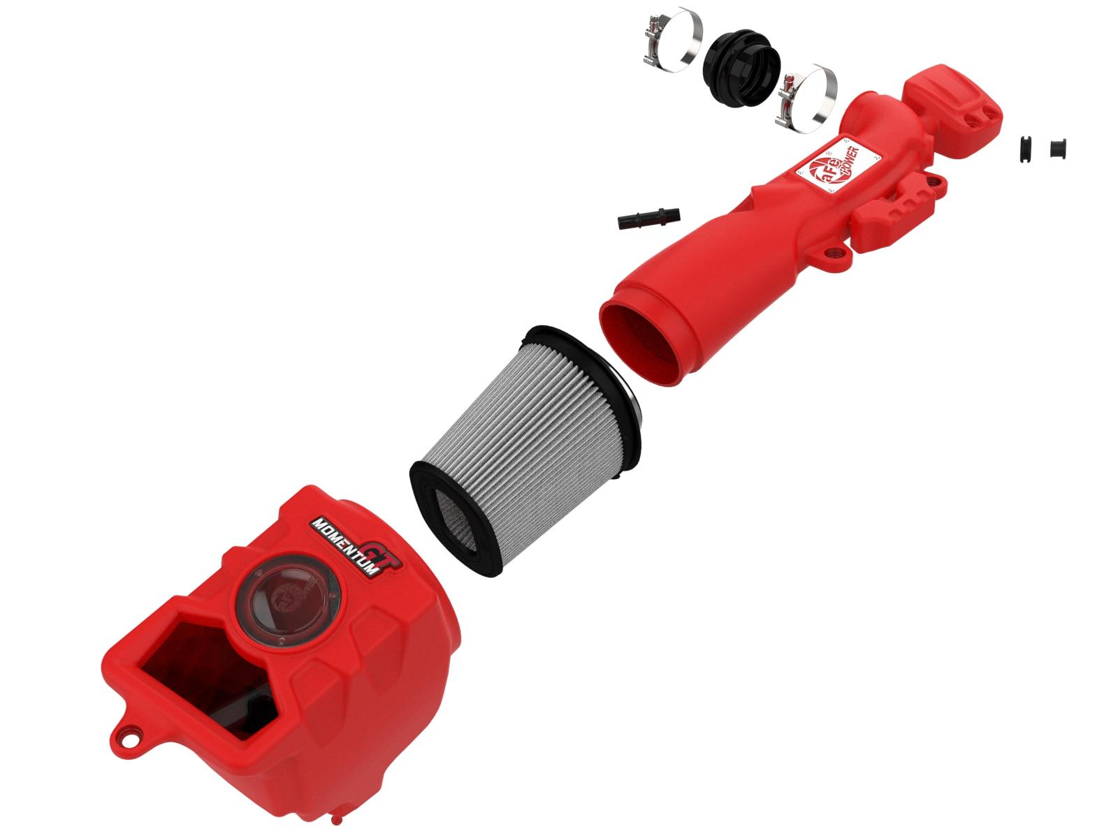 AFE Momentum GT Cold Air Intake System Red w/ Pro DRY S Filter (2018-2023 Gladiator 3.6, 2018-2023 Wrangler 3.6) - 51-76217-R