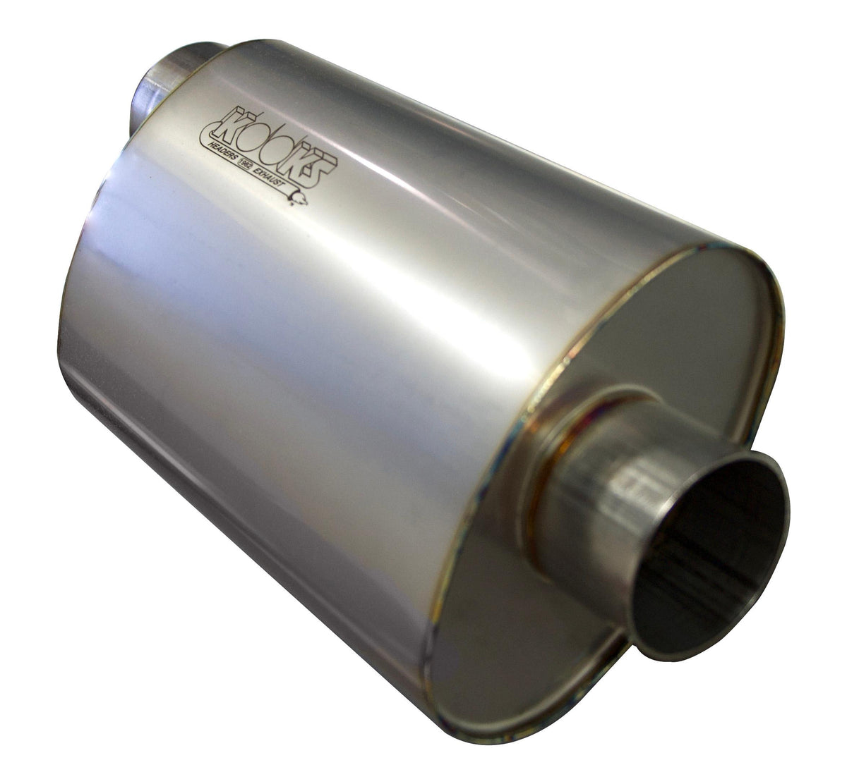 Kooks 3" Oval Center/Offset Muffler 12" Long Body. Stainless Steel. - MUF-018