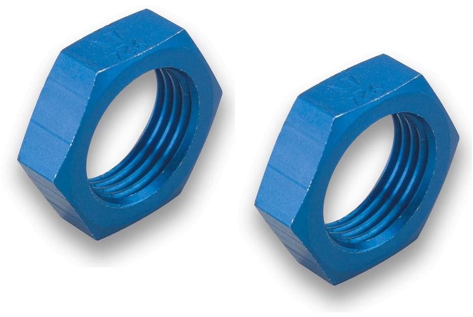 Earls Aluminum AN Bulkhead Nut - Size: -4AN - Anodized Blue - 2 pc. - 592404ERL