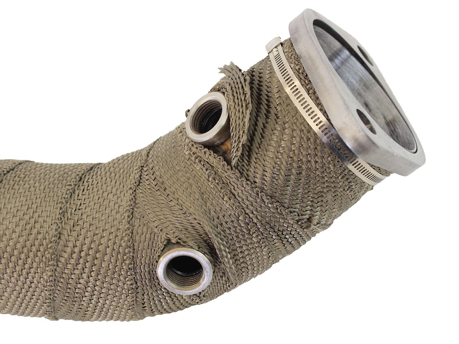 AFE Twisted Steel 3-1/2 to 3 IN 304 Stainless Steel Down Pipe w/ Cat (2008-2015 Lancer, Lancer, Lancer, Lancer, Lancer, Lancer) - 48-36701