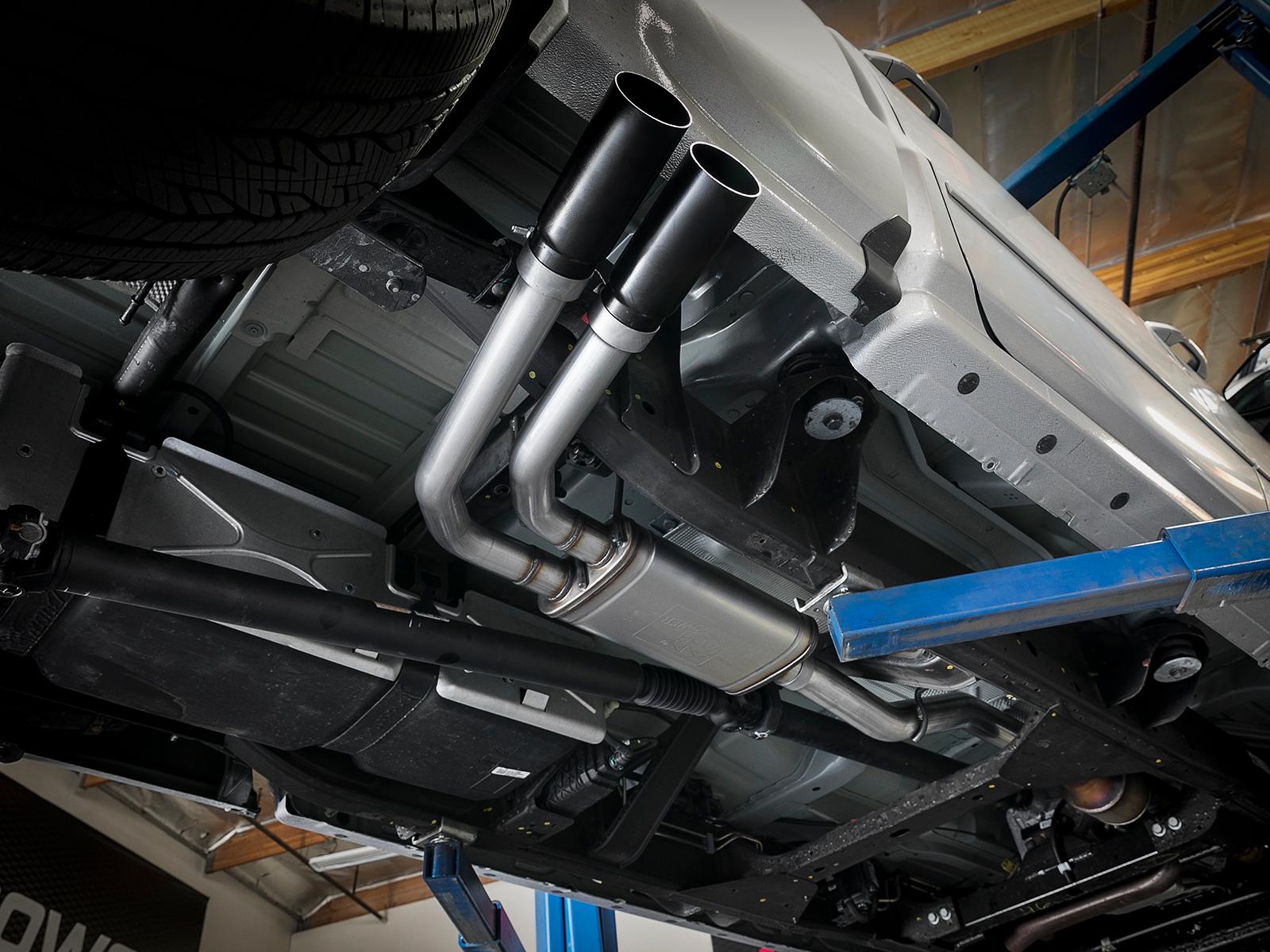 AFE Rebel Series 3 IN to 2-1/2 IN 409 Stainless Steel Cat-Back Exhaust w/ Black Tip - 49-44098-B
