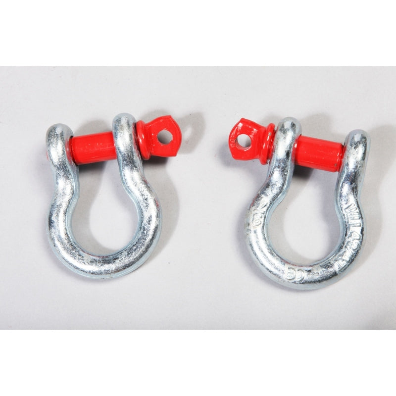 Rugged Ridge D-Ring Shackle Kit 3/4 Inch Silver With Red Pin Steel Pair - 11235.01