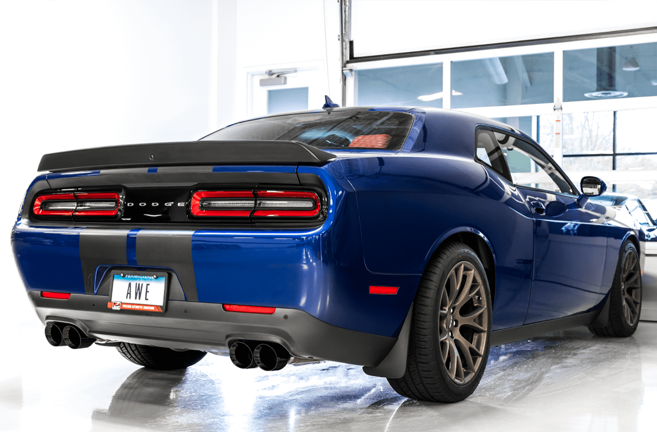 AWE 3020-43082 AWE Touring Edition Exhaust - Non-Resonated, Black Quad Tips (2015-2020 Dodge Challenger 6.4L / 6.2L SC)