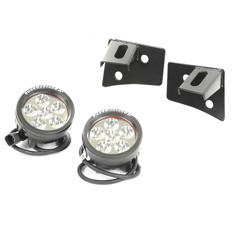 Rugged Ridge Light Kit Windshield Mounted Round Black; 07-18 Wrangler Jk - 11027.11