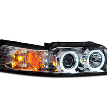Raxiom 99-04 Ford Mustang Dual LED Halo Projector Headlights- Chrome Housing (Clear Lens) - 49114
