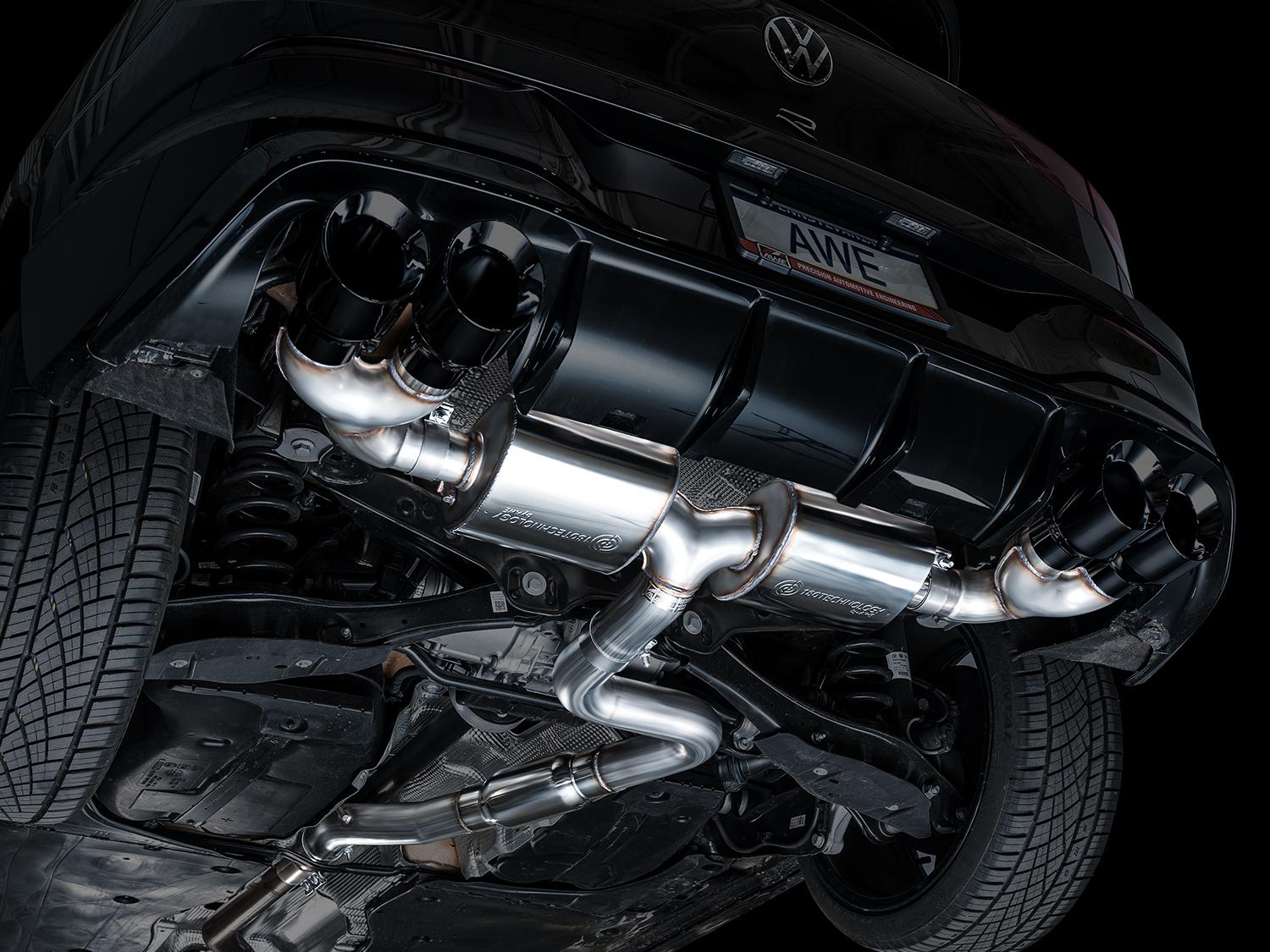 AWE Touring Edition Exhaust for Volkswagen MK8 Golf R - Diamond Black Tips - 3015-43658