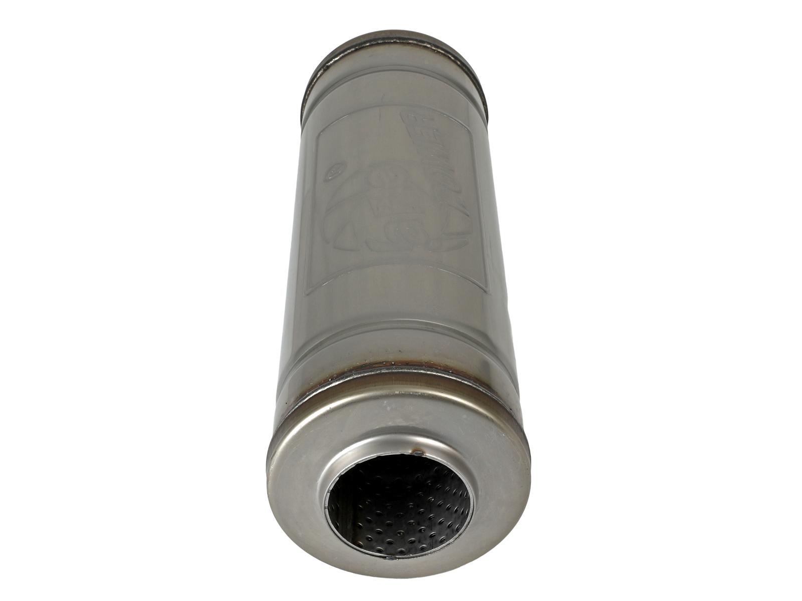 AFE MACH Force-Xp 304 Stainless Steel Muffler (2-1/2 IN ID Center/Center x 9 IN Dia. x 14 IN L - Round Body) - 49M30045