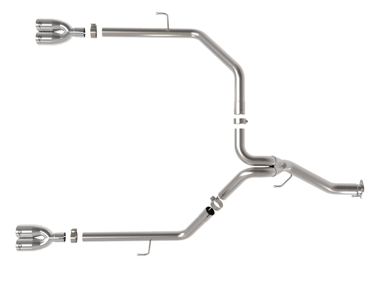 aFe Vulcan Series 3" to 2.5" 304 Stainless Steel DPF-Back Exhaust System - Polished Tips (2021 Jeep Gladiator V6 3.0L (td)) - 49-38095-P
