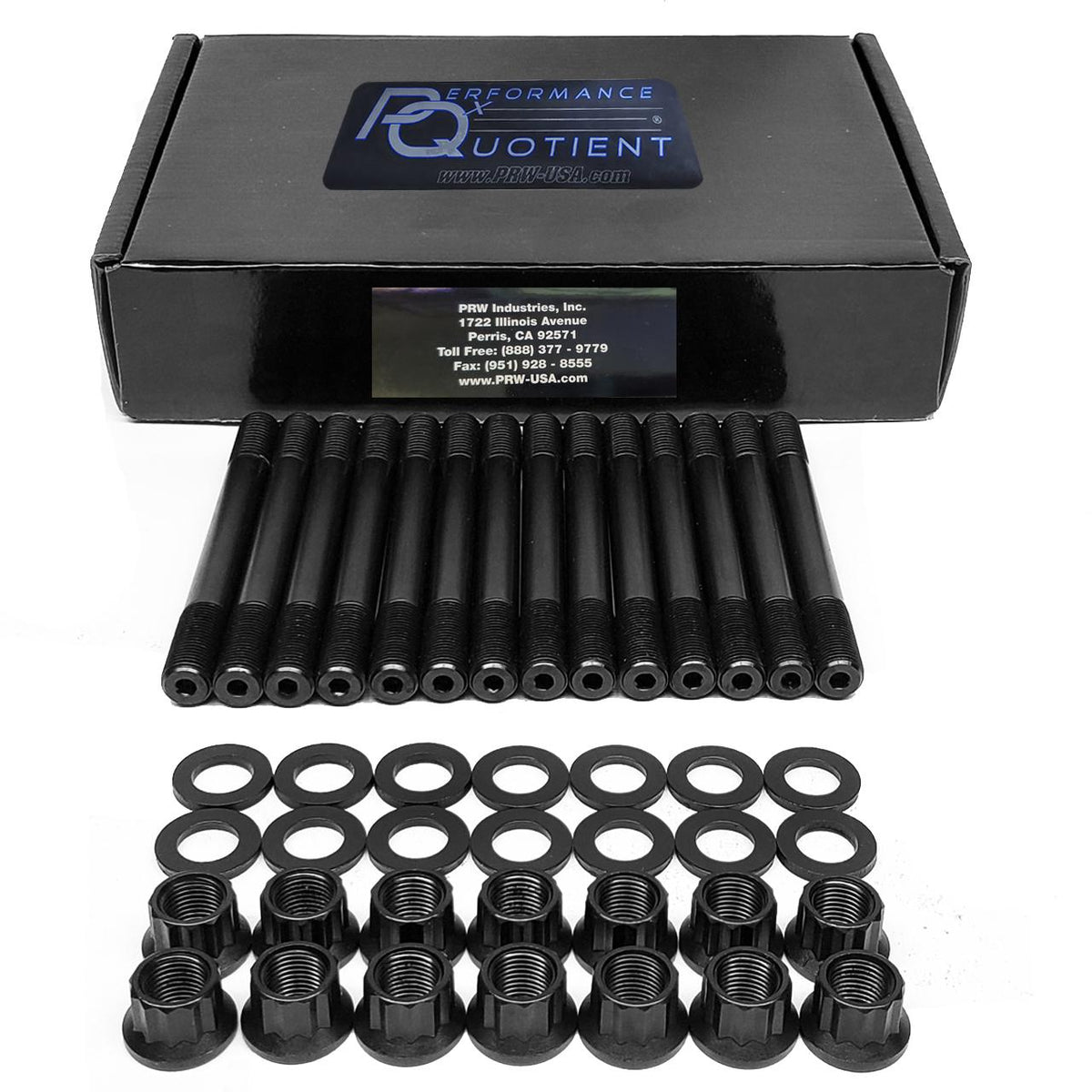 PRW Main Cap Stud Kit, Dodge Cummins 5.9L 12V, 1989-1997, Custom-4140 Studs, Parallel Ground Washers, 12Pt Nuts - 1000311