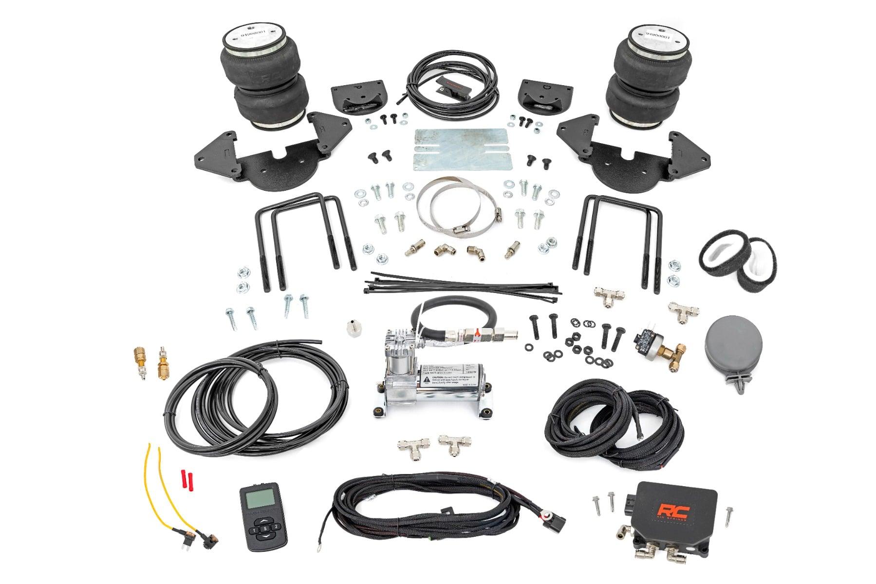Rough Country Air Spring Kit w/compressor Stock Height Wireless Controller Silverado/Sierra 1500 (19-25 (2019-2026 Silverado 1500, Sierra 1500, Silverado 1500 LTD, Sierra 1500 Limited) - 10011WC