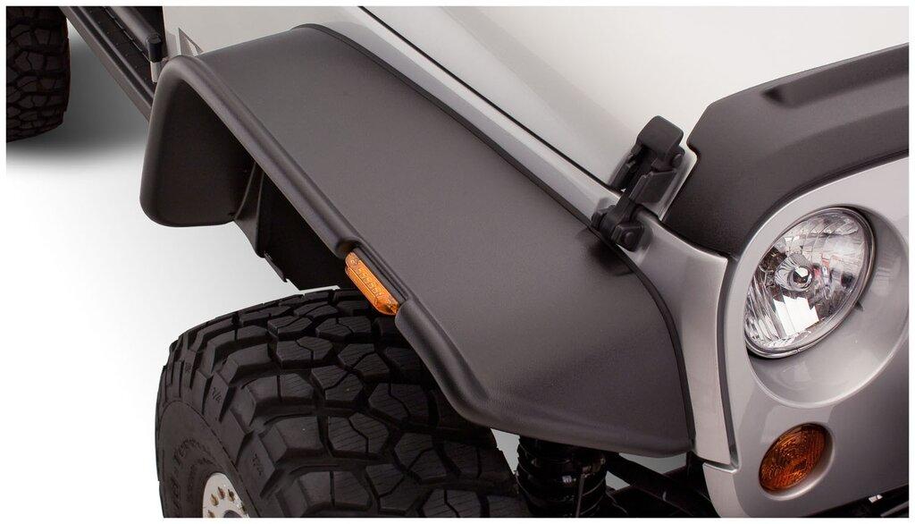 Bushwacker Fender Flares Flat Style 2Pc Front (2007-2018 Wrangler, Wrangler JK) - 10053-07