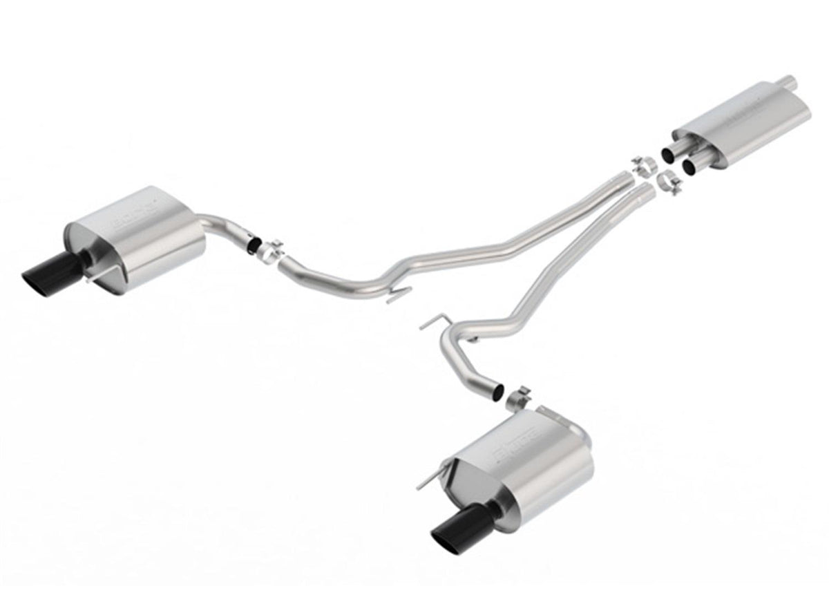 Borla 2.25" Cat-Back Exhaust System - Ec-Type - Touring - 4" Chrome Black Tips (2015-2019 Mustang EcoBoost) - 1014039BC