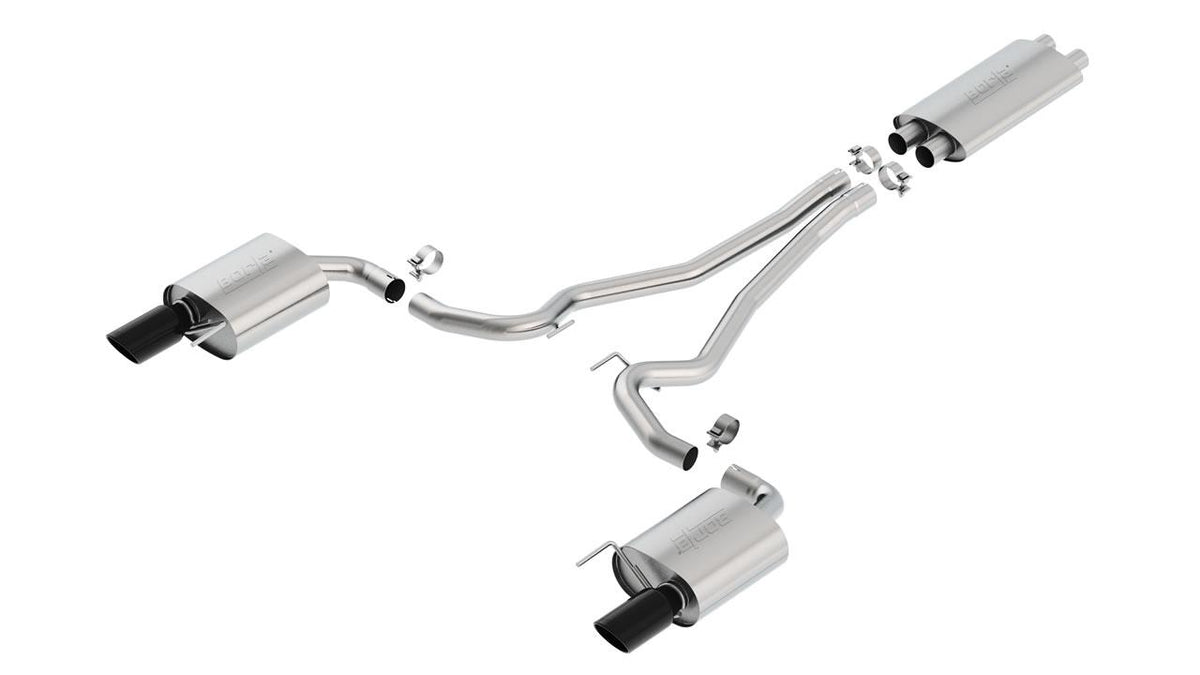 Borla 2.5" Cat-Back Exhaust System - Ec-Type - Touring - 4" Chrome Black Tips (2015-2017 Mustang GT) - 1014040BC