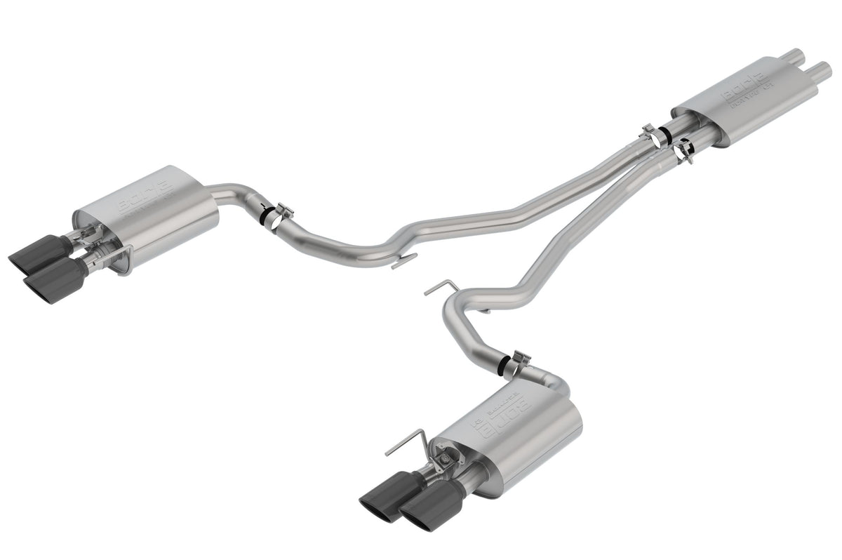 Borla 2.5" Cat-Back Exhaust System - Ece Approved - Touring - 4" Chrome Black Tips (2018-2023 Mustang GT w/ Active Exhaust) - 1014045BC