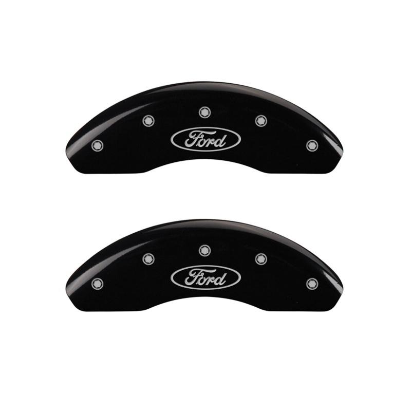 MGP Front Set Of 2: Black Finish, Silver Ford Oval Logo (2010-2013 Transit Connect XLT, Transit Connect XL, Transit Connect XLT Premium) - 10199FFRDBK
