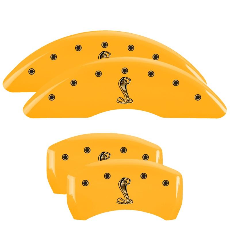 MGP Set Of 4: Yellow Finish, Black Tiffany Snake Logo (2015-2023 Ford Mustang) - 10201SSNKYL
