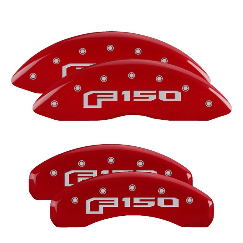 MGP Caliper Covers Set Of 4: Red Finish, Silver F-150 (2015) (2012-2020 F-150) - 10219SF16RD