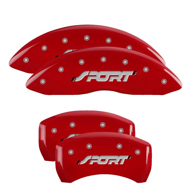 MGP Caliper Covers Set Of 4: Red Finish, Silver Sport (Bold) (2011-2019 Explorer) - 10229SSPORD