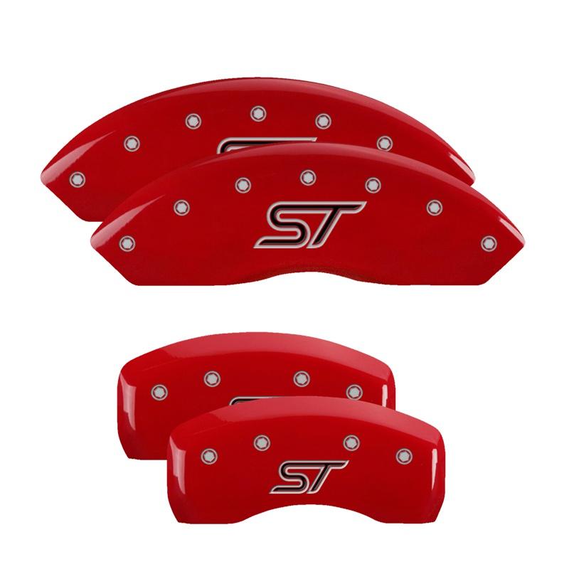 MGP Caliper Covers Set Of 4: Red Finish, Silver St (2020-2022 Explorer) - 10252SSTORD