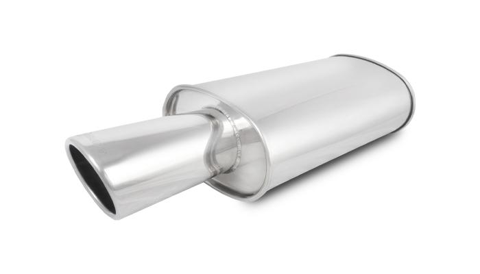 Vibrant Performance Streetpower Oval Muffler W/ 4" Round Angle Cut Tip (3" Inlet) - 1042