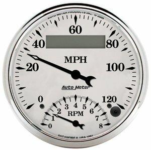 Auto Meter 5" TACHOMETER/SPEEDOMETER COMBO, 8K RPM/120 MPH, OLD-TYME WHITE II - 1290