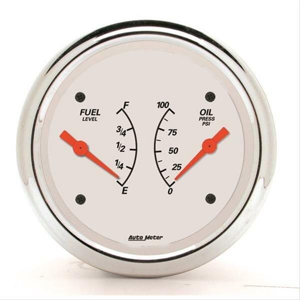Auto Meter 3-3/8" DUAL GAUGE, 100 PSI/240-33 Ω, ARCTIC WHITE - 1313