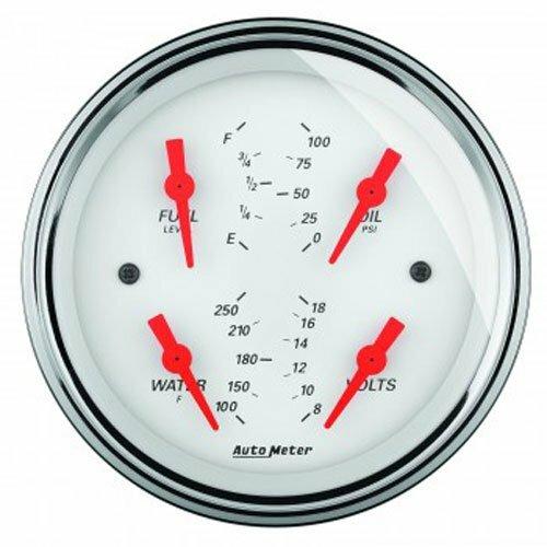 Auto Meter 5" QUAD GAUGE, 100 PSI/100-250 °F/8-18V/0-90 Ω, ARCTIC WHITE - 1319