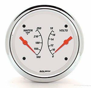 Auto Meter 3-3/8" DUAL GAUGE, 100-250 °F/8-18V, ARCTIC WHITE - 1330