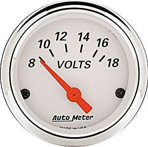 Auto Meter 2-1/16" VOLTMETER, 8-18V, ARCTIC WHITE - 1391