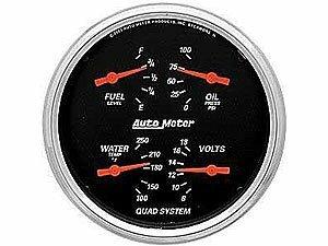 Auto Meter 5" QUAD GAUGE, 100 PSI/100-250 °F/8-18V/0-90 Ω, DESIGNER BLACK - 1419