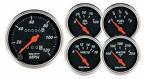Auto Meter 5 PC. GAUGE KIT, 3-1/8" & 2-1/16", MECH. SPEEDOMETER, DESIGNER BLACK - 1420