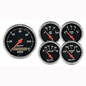 Auto Meter 5 PC. GAUGE KIT, 3-1/8" & 2-1/16", ELEC. SPEEDOMETER, DESIGNER BLACK - 1421
