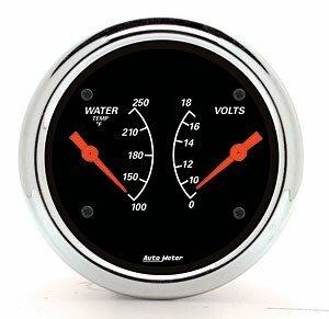 Auto Meter 3-3/8" DUAL GAUGE, 100-250 °F/8-18V, DESIGNER BLACK - 1430