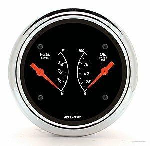 Auto Meter 3-3/8" DUAL GAUGE, 100 PSI/240-33 Ω, DESIGNER BLACK - 1434