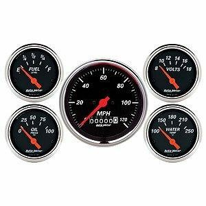 Auto Meter 5 PC. GAUGE KIT, 3-3/8" & 2-1/16", ELEC. SPEEDOMETER, DESIGNER BLACK - 1440