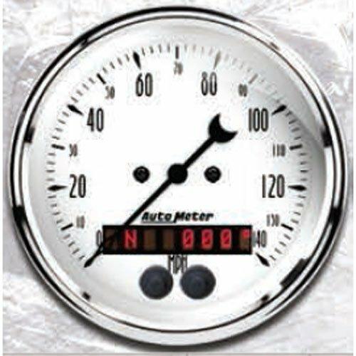 Auto Meter 3-3/8" GPS SPEEDOMETER, 0-120 MPH, OLD-TYME WHITE - 1649